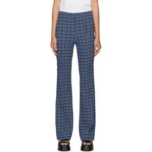 Ganni Textured Blue Plaid Pants Size 32 EU / US 0